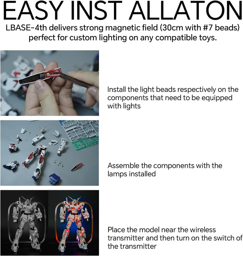 LBASE 4th gen Wireless LED Light Set Compatible for Gundam MG Model, for Gunplas MG RG HG MGSD Q Kits, Wireless Induction LED Lights, Model Add Lamp Beads (-4th) - Image 5